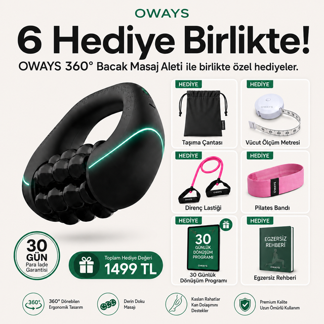 OWAYS 360° Bacak Masaj Aleti – Şarjlı & Kablosuz
