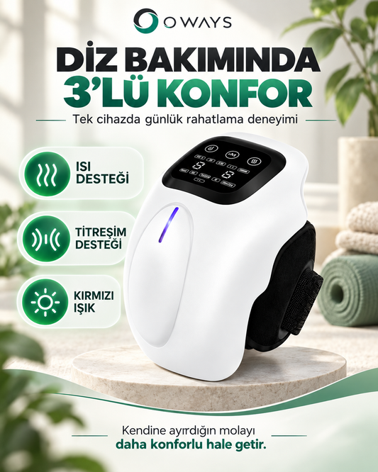 OWAYS Akıllı Diz Masaj Aleti – Isı, Titreşim ve Kırmızı Işık Desteği